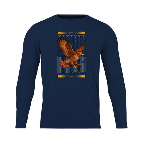 Navy blue long-sleeve shirt with an eagle graphic on a white background