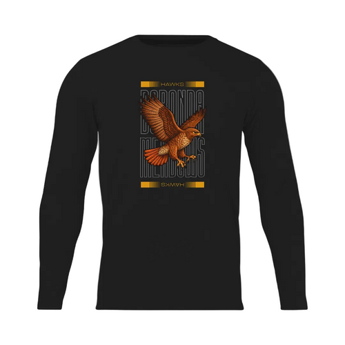 Black long-sleeve shirt with an eagle design on a white background